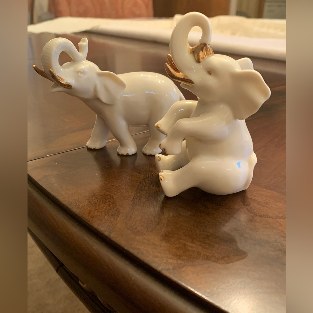 Lenox Porcelain Elephant Figurines (Pair of Two)